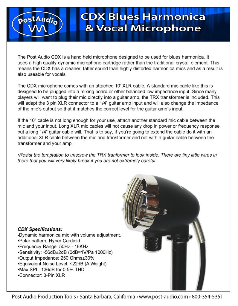 CDX Harmonica Mic Instructions