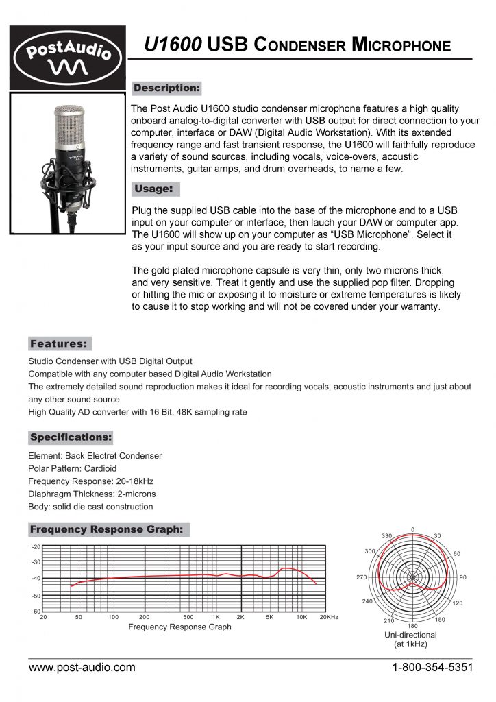 U-1600 Instructions